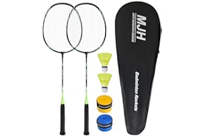 ‎MANJHONG MANJHONG Badmintonschläger Set Federballschläger für Anfänger, Freizeit mit Federbälle, Griffbänder und Schlägertasche
