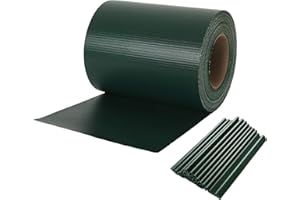 NAIMORUI Sichtschutzfolie Sichtschutzstreifen Garten Sichtschutz Zaun Inkl. 20 Befestigungsclips 450g/m² - Doppelstabmatten für Gartenzaun，Balkon 19cm*35m Grün