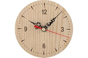 Natudeco Orologio in Legno Rotondo Orologio da Tavolo Vintage Orologio da Parete Silenzioso Decorazioni da Tavolo Orologio Analogico da Parete Per Soggiorno, Camera da Letto E Ufficio(12 cm)