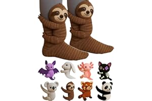PINTUTU 3D Stricksocken mit Tieren,Animal Socks,Handgehäkelte Tiersocken, Doppellagige Baumwolle,Winter Warme Umarmung Kuschelsocken Damen Weihnachtsgeschenke Herren Weihnachten Männer Frauen Socken