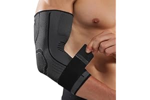 eYotto 2 PACK Elbow Brace Support with Strap, Compression Sleeve Adjustable for Women Men Arm Support for Running,Workout, Basketball, Golf, Tennis, Weightlifting, Pain Relief, Tendonitis, Arthritis