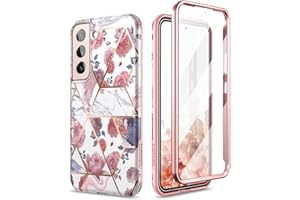 SURITCH Samsung Galaxy S22 360 stopni, miękki zderzak integralny, odporny na wstrząsy etui ochronne z przodu i z tyłu etui Samsung Galaxy S22 5G 6,1 cala (różowy marmur)