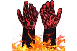 HUIBOHOU 800 ℃/1472℉ Heat Resistant Gloves Silicone Non-Slip Oven Mitts Grilling Long Kitchen Gloves for Grilling, Barbecue, Baking, Welding