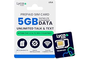 JZN Market 30 Day USA Prepaid SIM Card for Cell Phones with 5GB High Speed 4G LTE/5G Data, International Talk & Text to 100+ Countries, Quick Activation, 3-in-1 Triple-Cut US Mobile SIM Card
