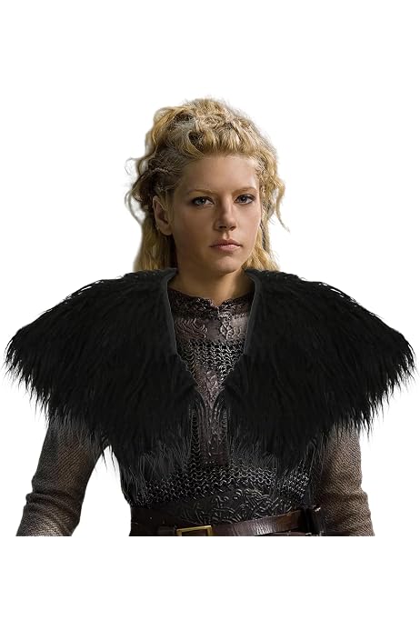Châle Fourrure Viking - Fausse Fourrure, Style Armure D'épaule, Cosplay Médiéval/Renaissance, Marron
