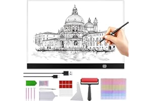 LUSCHEER Portable LED A3 Light Box, Ultra-Thin A3 LED Light Pad, Adjustable Brightness Light Box Drawing Board for Diamond Painting Drawing Sketching Animation, with Diamond Art Accessories Tools