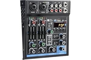 JINDAAUDIO 4 Kanal Mischpult Dj Mixer Stereo mit FX Reverb Verzögerungseffekt