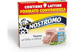 Nostromo - Tonno all'Olio di Oliva, Multipack 9 Lattine da 60g - Fonte di Proteine, Senza Conservanti