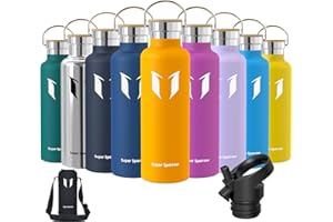 Super Sparrow Borraccia Termica - Bottiglia Termica Senza Perdite - 350ml/500ml/620ml/750ml/1L - Senza BPA Borracce Bambini - Per Scuola, Sport, Campeggio, Palestra, Ciclismo - Con 2 Tappi