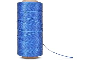 Flexzion 150D Leder Nähen 260m x 1mm, 284 Yard Gewachste Schnur, Gewachstes Robustes Garn für Leder, Wachs Faden Wachsfaden Nähgarn Nähte Handwerk DIY Buchbinden Lederhandwerk - Blau