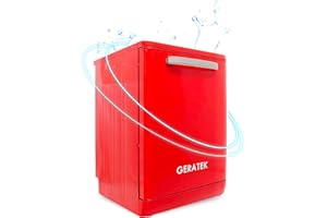 GERATEK Wien GS6200WR Retro Geschirrspüler Spülmaschine 60cm / 12 Maßgedecke/Besteckkorb / 4 Programme (Rot)