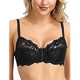 WingsLove Women's Full Coverage Non-Padded Bra Soft Cup Floral Lace Underwire Bra