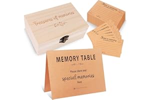 CCCYMM Celebration Of Life Share A Memory Card Sets 1 Wooden Memory Box with 1 Table Sign 50 Share A Memory Cards for Funerals Weddings Birthdays Graduations Bridal Shower Keepsake Decorations Gifts