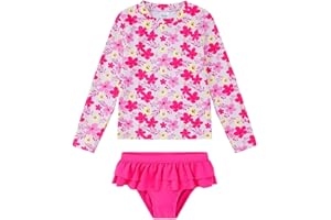 1STRUNANDUP Bambine Costume da Bagno Manica Lunga Tankini UPF 50+ Protezione Solare Ragazza Rash Guard Set 3-8 Anni