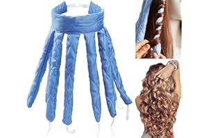 WINOK Heatless Curling Rod Headband, Soft No Heat Hair Curlers for Overnight, Octopus Design Heatless Curling Rod, No Heat Wave Hair Curlers Styling Tools for Long Medium Hair (Blue)