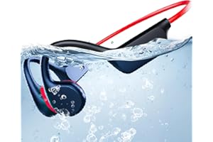 Atopskins Natacion Auriculares Conduccion Osea, IPX8 Auriculares oseos para Nadar Bluetooth 5.3 Piscina con Memoria de 32GB Conduccion osea Natacion, Reproductor de MP3 (Rotschwarz) (Rotschwarz)