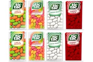 LINENVALE Mixed Tic Tac Flavors, Lime & Orange, Fruit Adventure, Cherry Cola, and Mint Flavor Pack of 8, 144g