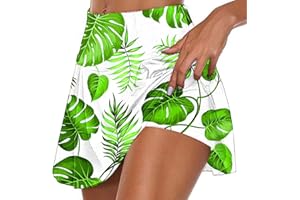 NSICBMNO Skorts for Women UK High Waist Pleated Tennis Skirts Activewear Skirts Ladies Floral Print Athletic Sports Mini Skirt Sport Workout Running Skirts Built-in Shorts Lightweight