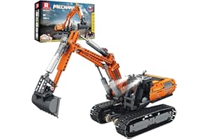 Reobrix RC Excavator Toy Building Block with Motors, Technical Engineering Digger Construction Toy Model, 22003 Heavy Duty Vehicle Hobby Kits Colleciton Gift for Adults Boys Men (1106 Pcs)