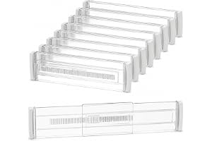 Schubladentrennersats 8-delad Justerbar 30-50 cm, Lådorganisatör i Plast, Lådindelare för Klädskåp Organisatör, Skrivbord, By