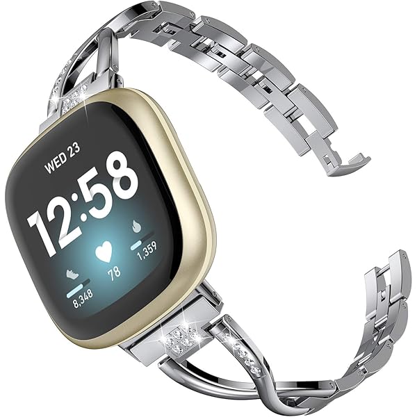Fitbit Versa/Versa 2 Rhinestone Metallarmband Silver