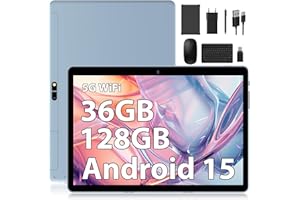 FASTWD Tablet Android 15,36GB+128GB/1TB Tablet 10 Pollici,8000mAh,1280 * 800 IPS,Widevine L1,Face ID/5G WiFi/BT5.0/OTG,Tablets in offerta con Tastiera,Mouse,Blu