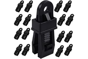 STBNVF 25 PCS Tarpaulin Clips, Tarp Clips Heavy Duty Lock Grip, Tarpaulin Clamps, Tarpaulin Clips and Clamps, Tent Clips Tarpaulin Clips, Tarpaulin Clamps, Reusable Tarp Clamps for Canopy Outdoor (Black)