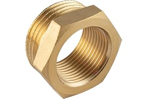 konst-install Reduzierstück 1 1/4 auf 1 Zoll (AG Ø 44,9mm x Ø 30,3mm) aus Messing, Außengewinde X Innengewinde, AG/IG Reduzierung, Gewinde-Fitting