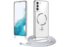 Woijrly Magnetische Handyband mit Band für Samsung Galaxy S22 Hülle, [Kompatibel mit Magsafe] Handyhülle Case mit justierbarer Schnur Abnehmbar Strap, Crossbody Schutzhülle zum Umhängen, Silber