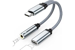 YLLZI Adattatore e Ricarica per Cuffie USB C, 2 in 1 Jack da 3,5 mm USB C PD 60W Ricarica Rapida per iPhone 17 16 15 Pro Max, Cavo Aux Type C Audio Convertitore per Samsung S24/S23/S22/S21/Note 20
