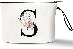JEKUGOT Personalisierte Make-up-Taschen, Geburtstagsgeschenke für Frauen, Mütter, A-Z Personalisierte Geschenke für Frauen, einzigartige Freundschaftsgeschenke für Frauen, Braut-Kosmetiktasche (S)