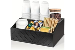 Atliberswo Organizador dispensador de café - Organizador de café - Esquina de café y accesorios de almacenamiento de aperitivos para el bar - Almacenamiento de accesorios para oficina, casa, cocina