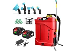 ONEVAN Batteridriven Tryckspruta 20L Rörfunktion med 2x3,0Ah Batterier & 5 Munstycken
