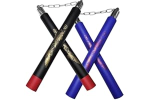 GiantGo 2 Pairs Martial Arts Foam Nunchucks - Practical Portable Training Nunchakus - Premium Practice Cord Nunchaku, Safety, Perfect for Kids, Adults, and Beginners