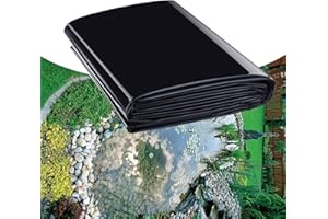 Ddasam Teichfolie 6x12m Gartenteich Teichplane, Große Fischteichfolie,Stärke Schwarze Folie Garten, Baufolie Extra Stark, für Fischteiche, Brunnen, Wassergarten und Wasserfall
