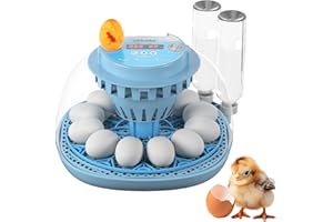Okköbi 12 Egg Incubator with Automatic Egg Turning and Humidity Control – Egg Incubators for Hatching Eggs – Water Bottle Refill, Egg Candler, Air Vent, 360° View, Temperature Control, LED display