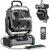 Ventilador Camping Recargable de LED: 20000mAh Ventilador Port&aacute;til USB Silencioso con Nebulizador, Oscilaci&oacute;n Ventilador Bate
