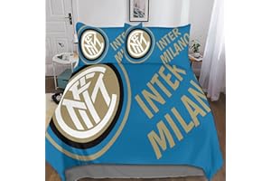 HOUKIG Set Copripiumino Stampato Effetto 3D Inter Milan Con Federe Per Bambini E Adulti Copripiumino Da Letto (3d Super Club) Di Facile Manutenzione King（220x240cm）