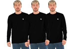 Bahob® 3 Pack Men's Long-Sleeved T-Shirt Round Neck T-Shirts Comfortable Crewneck Neck Tops for Men Soft Cotton S-3XL