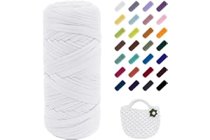 Uiopa Trapillo para Crochet, 200g/60m Hilo Crochet de Camiseta, Hilo Grueso Trapillo para DIY y Tejido, Bolso de Mano, Manualidades, Decoración Hogareña (Blanco Crema)