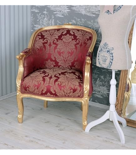 Fauteuil Louis XVI Baroque Biscottini - 107x60x60cm, Chaise Rembourrée Style Classique Pour Chambre