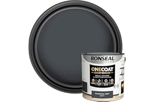 Ronseal One Coat Everywhere Paint Charcoal Grey Matt 2.5L – Durable Interior Paint for Walls & Ceilings Smooth Finish Quick Coverage Ideal for Easy Home Projects