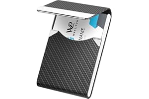 Waylipun - Portatarjetas de Visita, Estuche de Metal de Cuero PU, Mantiene Las Tarjetas de Visita Intactas, Delgado y Portátil, Cabe en el Bolsillo, Adecuado para Negocios, Viajes, Uso Diario, Negro