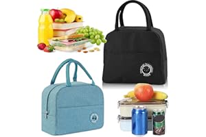 Qunkun 2 Stück Picknicktasche, Faltbar Isoliertasche, Thermotasche, Lunchtasche, Erwachsene, Kühltasche Mini, Kühlbox für Picknick, Taschenhalter Kühltasche, Picknick-Handtasche Studenten und Kinder