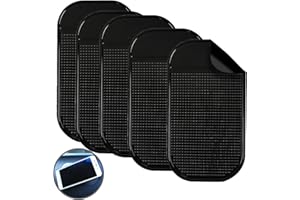 GOTFUN 5Pcs Car Dashboard Non-Slip Mats, Self-adhesive Car Dashboard Mat Anti Slip Mat, High Temperature Resistant and Reusable Car Dashboard Accessories, 5.11" x 2.76"(Black)