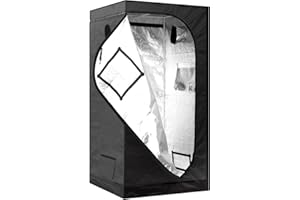 iPower Mylar Hydroponic Water-Resistant Grow Tent with Observation Window and Removable Floor Tray, Tool Bag for Indoor Plant Seedling, Propagation, Blossom, Black and Silver, 36"x36"x72"