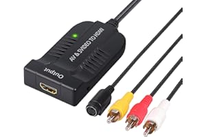 eSynic AV CVBS S-Vidéo vers HDMI Convertisseur Composite 3RCA vers HDMI Prise en Charge 1080P avec Câble Micro pour HDTV DVD
