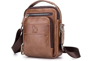 BAIGIO Borsello Uomo Pelle, Borsa a Tracolla Piccola Borsa da Uomini in Vera Pelle Casuale Borse Messenger per iPad iPhone e Viaggio Attività Commerciale