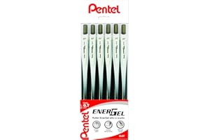 Pentel BL437 Energel Slim roller gel ultrascorrevole a scatto 0,7 mm nero, 6 pezzi