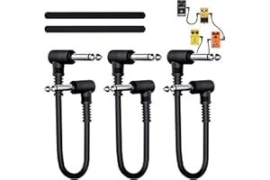 YIMATEECO Gitarren Klinkenpatchkabel, 3Stü 6.35mm Gitarren Patchkabel Rechtwinklig 1/4'' Monostecker Instrumentenkabel Geräuschlos für Gitarre/Bass Effektpedale Pedalboard (15CM Mono, 3er-Pack)